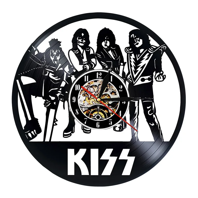 8 KISS Rock Band настенные часы современный дизайн украшения для гостиной музыкальная тема винтажные виниловые часы для записи CD настенные часы домашний декор - Цвет: 8
