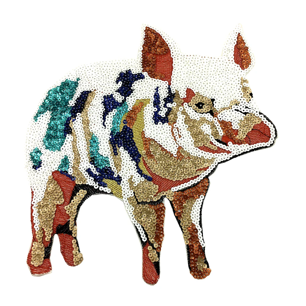 2 шт. патчи с вышивкой утюгом свинка блёстки аппликация нашивки для одежды