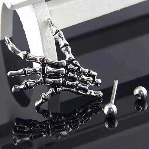 2016 Aliexpress крутой скелет череп рука щит пирсинг сосков сексуальные кольца