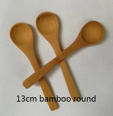 13cm Bamboo Round 50 шт деревянные бамбуковые ложки медовые ложки Детские Ложки мини-ложки - Цвет: 13cm Bamboo Round