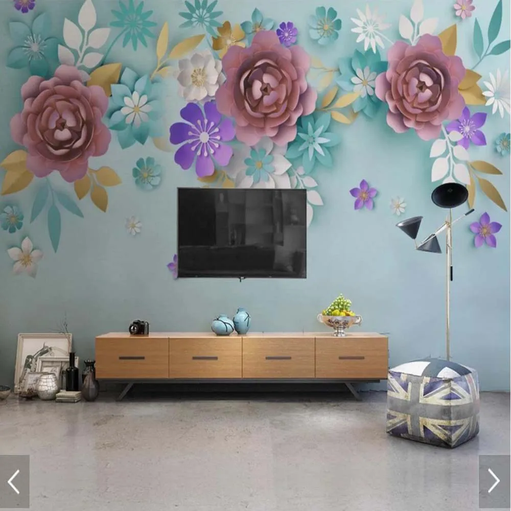 3D Flower Photo Wall Paper Mural European Embossed Floral Wallpaper for Living Room Bedroom Decorative Custom Any Size Murals |