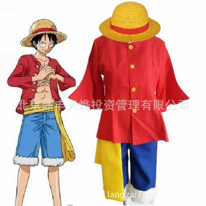 Цельная обезьянка D. Костюм для косплея Luffy рубашка штаны парик обувь летний