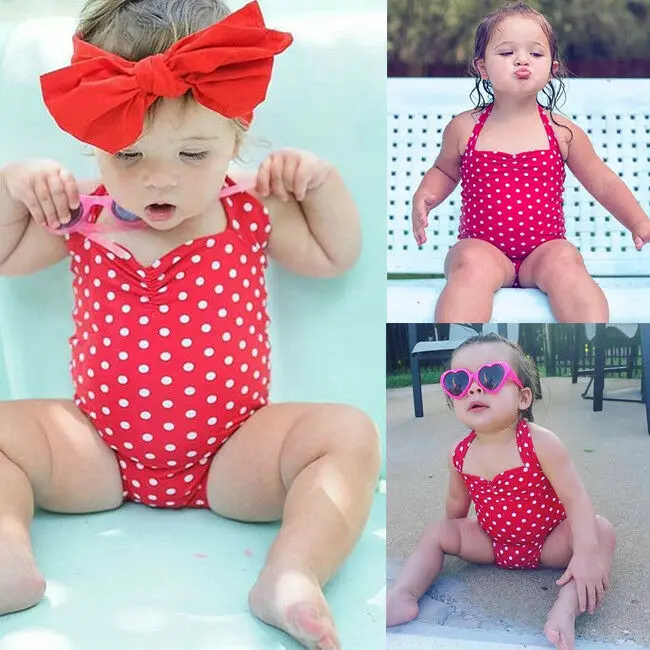Купальный костюм в горошек для девочек и новорожденных 2019|Детские цельные