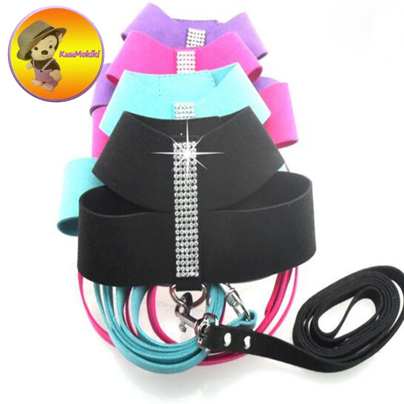 Ошейник для собак из мягкой кожи стразы со стразами поводок поводка прогулок |