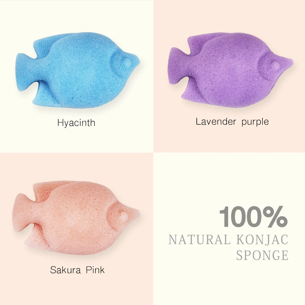 Натуральная губка Konjac в форме рыбы для очищения лица Губка отшелушивания