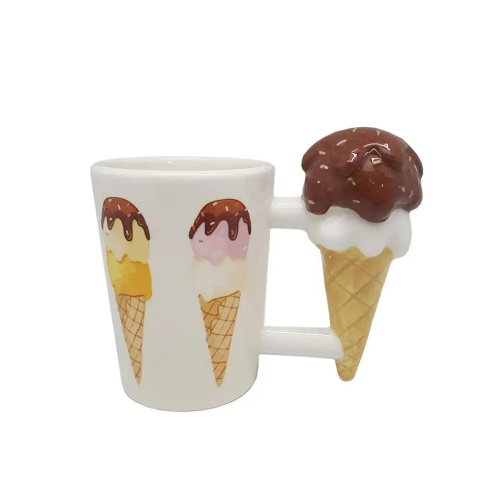 Chocolate ice cream 301-400 мл Милая керамическая чашка для Фруктового мороженого кружка для кофе кружка для путешествий герметичная креативная мультяшная кружка для мороженого - Цвет: Chocolate ice cream