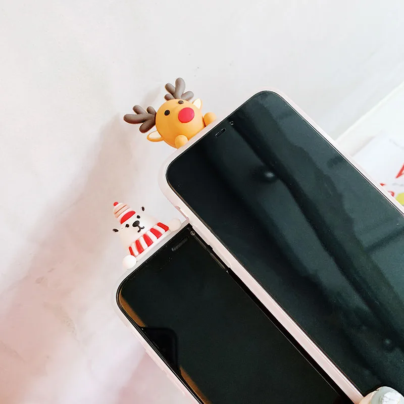 Милый Рождественский чехол для iPhone X XR XS Max милый мультяшный Санта-Клаус Мягкий
