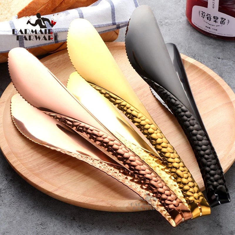 

26.5cm Ice Tong Bbq Stainless Steel Barbecue BBQ Clip Bread Food Ice Clamp Ice Tongs Bar Kitchen Accessories