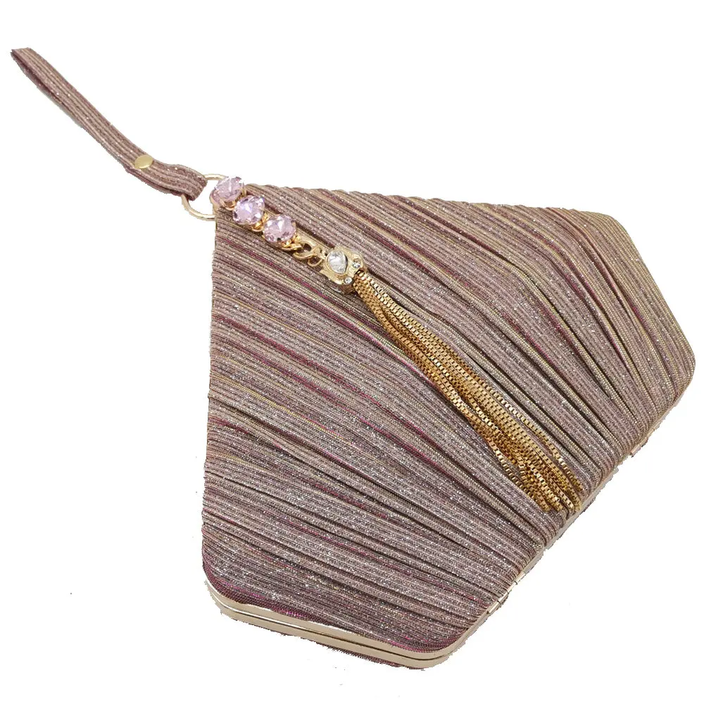 Boutique De FGG Пентагон женские Сатиновые вечерние сумки кристалл кисточкой клатч Сумки Свадебная вечеринка коктейль Minaudiere кошельки сумка