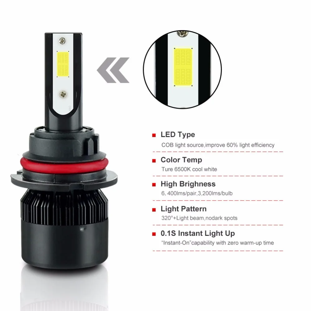 1x H4 led H7 Bulb H11 Car Headlights Lamp HB3 9005 HB4 9006 H9 H1 H3 H8 H27 9007 H13 881 880 12V 24V Super White NAO | Автомобили и