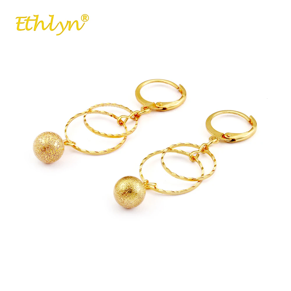 Ethlyn 2018 Charm Women Statement Earrings Hyperbole Ethnic Big Drop Gold Color Circular Ring Bead Jewelry Wedding Gift | Украшения и