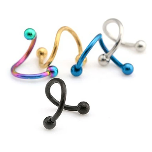 Спиральное кольцо из нержавеющей стали для носа и губ прокол тела пирсинг