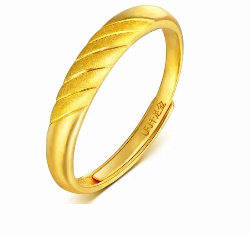 Модное однотонное кольцо из 24 каратного желтого золота 999/Lucky резное унисекс/3 2g|ring