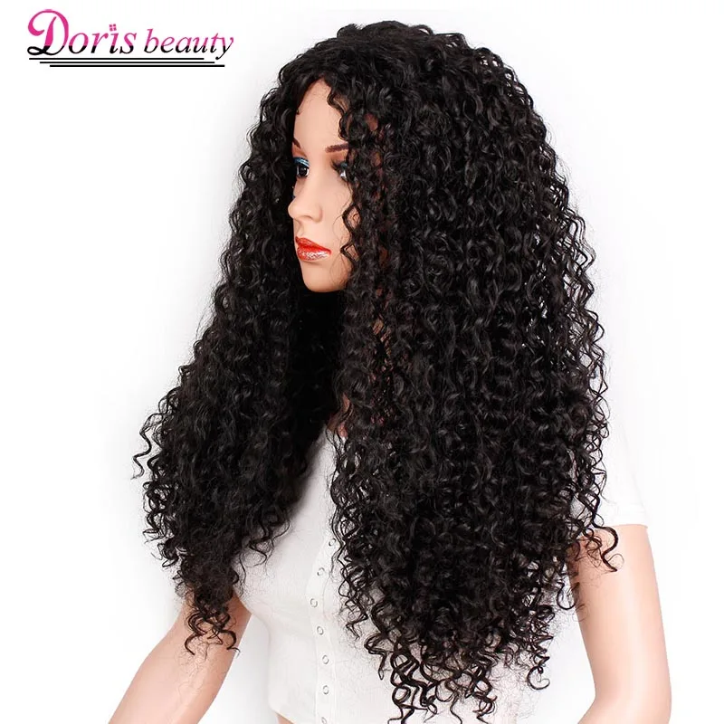 Doris beauty Ombre блонд длинный афро кудрявый вьющийся парик синтетические парики для женщин Черный Красный Африканская прическа натуральный термостойкий