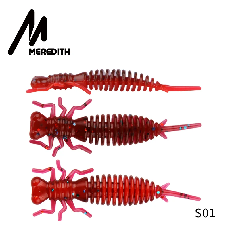 S01 MEREDITH 85 мм, 4 шт., мягкие приманки для рыбалки, искусственные рыболовные червь, личинка, силиконовые приманки для ловли щуки, гольян, пластиковые приманки - Цвет: S01