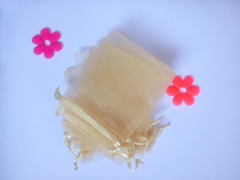 

50pcs gold organza gift bags 11x16cm party bags for women event wedding Drawstring bag Jewelry Display Bag Pouch diy accessories