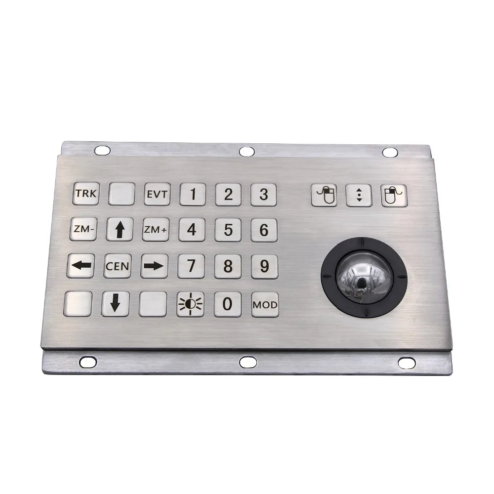 

Industrial Keyboard With Numeric Keys And Trackball IP65 Stainless Steel USB Kiosk Keypad 24 Keys Metal Keypad