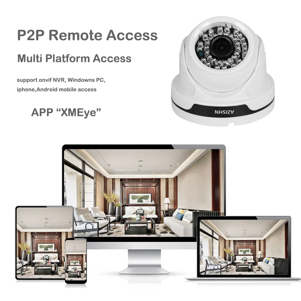 AZISHN H.265/H.264 2 8 мм широкий IP Камера 1080P оповещение по электронной почте XMEye ONVIF P2P