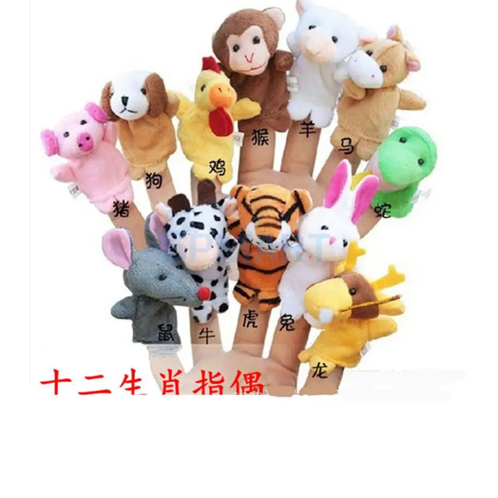 12 pieces Animal Finger Puppets Plush Cloth Doll Baby Parent Child Bedtime Storytelling Props Teaching Aids Developmental Toys |