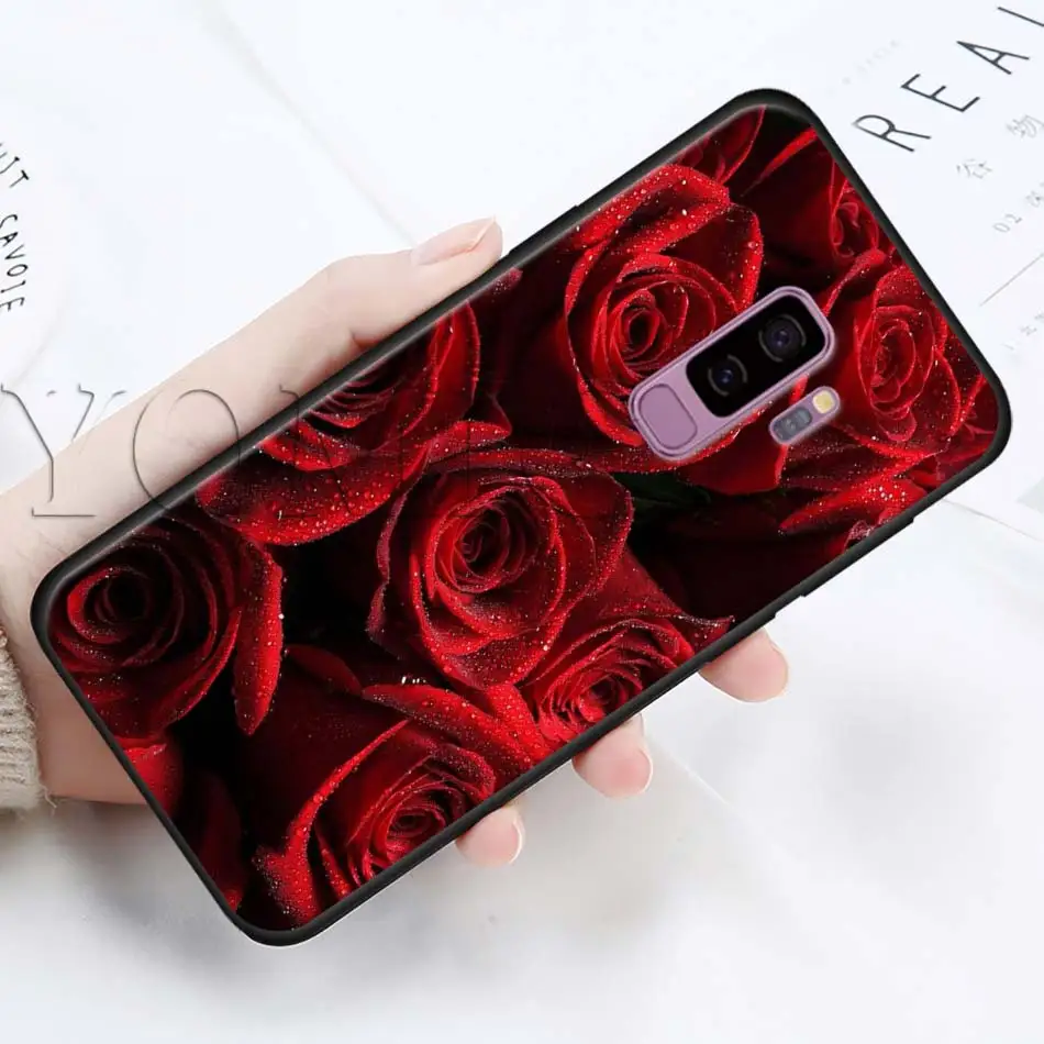 Красная роза черный чехол для Samsung Galaxy S20 FE S21 Примечание 20 Ультра S10 10 Lite S9 плюс S8 S10e