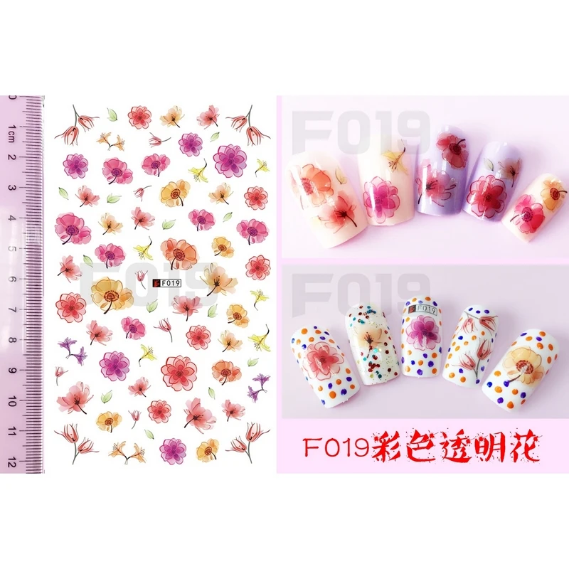 

UPRETTEGO SUPER THIN SELF ADHENSIVE 3D NAIL ART NAIL SLIDER STICKER WATER COLOR TRANSPARENT BUTTERFLY ORCHID PANSY F019-028
