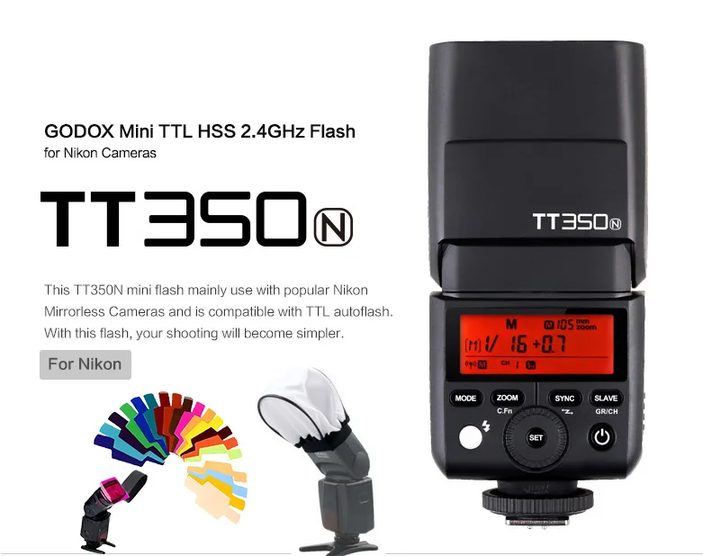 Godox Mini Speedlite TT350 камера вспышка 2,4G HSS 1/8000s ttl HSS GN36 для Canon Nikon sony Olympus Panasonic Fujifilm Pentax - Цвет: TT350N for Nikon