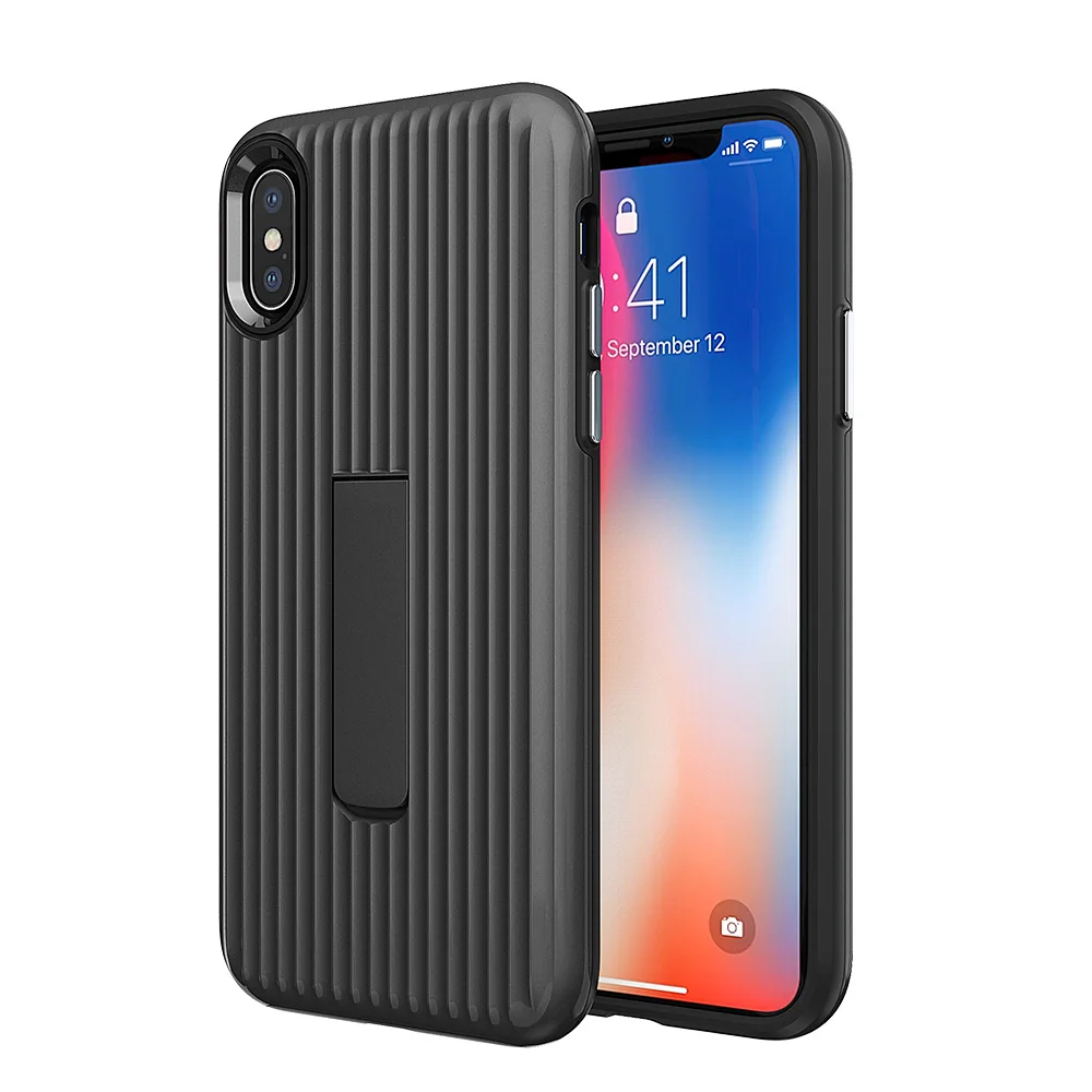 Сверхпрочный пластиковый бронированный чехол для iPhone 5 5S 6 6S 7 8 Plus X Xs с подставкой
