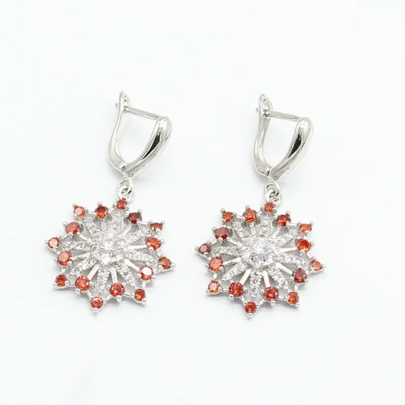 Красный кубического циркония 925 пробы серебро Наборы свадебных ювелирных