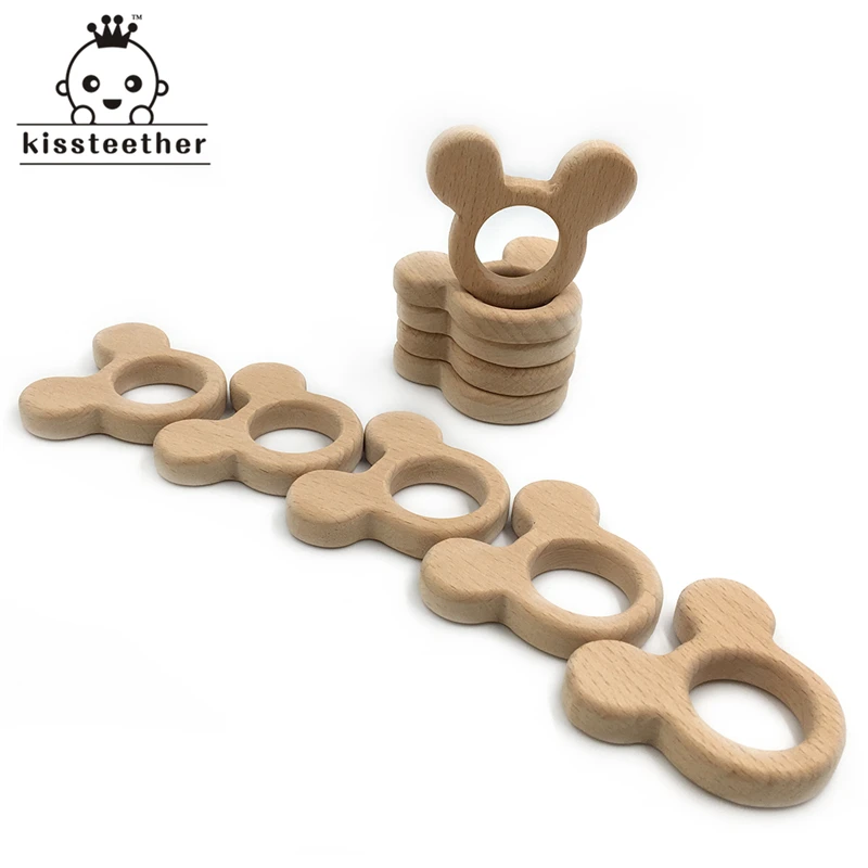 Бук деревянные мыши натуральные ручной работы Прорезыватель для зубов сделай