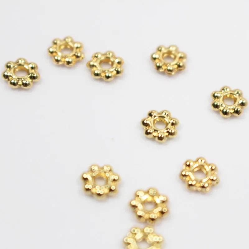 Плавающие разделительные бусины в форме снежинки золотого цвета для