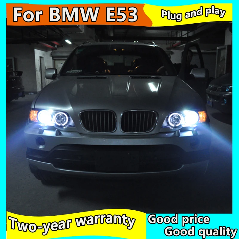 2 шт. фары для BMW X5 E53 светодиодные Angel Eyes 1998 1999 2000 2001 2002 2003 года с комплектом HID