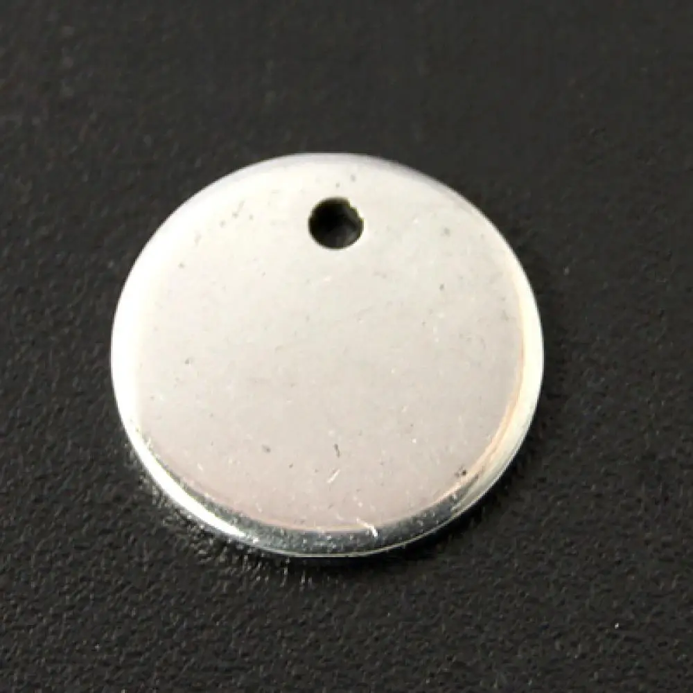 

304 Stainless Steel Blank Stamping Tag Pendants, Flat Round, about 10mm in diameter, 0.6mm thick, Hole: 1mm
