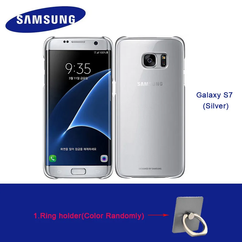 2 add Ring Holder Подлинный samsung чехол для смартфона Galaxy S7 higt-качество ПК анти-капля Гальваника прозрачный чехол 3 Аксессуары - Цвет: 2 add Ring Holder