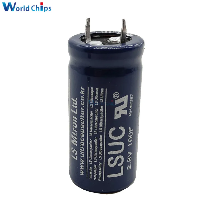Супер фарад конденсатор 2 8 В 100F 45*22 мм низкая ESR высокая частота 2.8V100F 45x22 Ultracapacitor