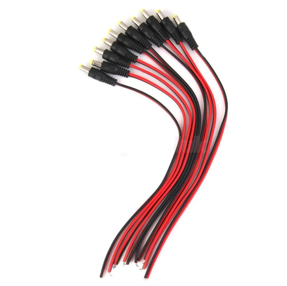 10 шт. 5 5*2 1 мм Штекерный разъем питания постоянного тока CCTV PSU Pigtail CABLE Jack 12 В|male power