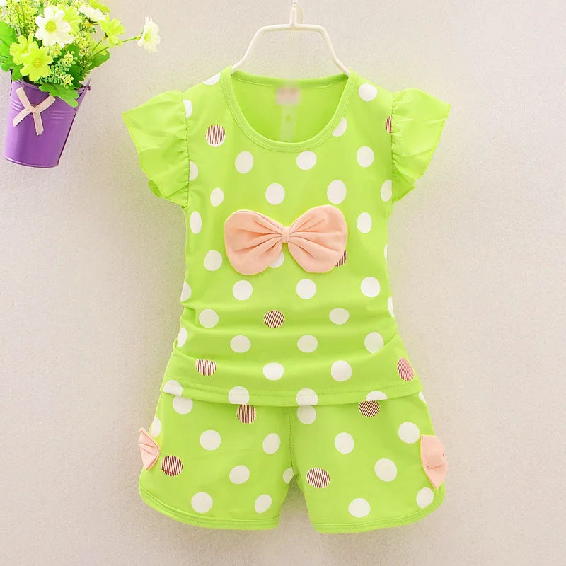 Xemonale 2018 Infant clothes toddler children summer baby girls clothing sets stripe dots 2pcs bow set | Детская одежда и обувь