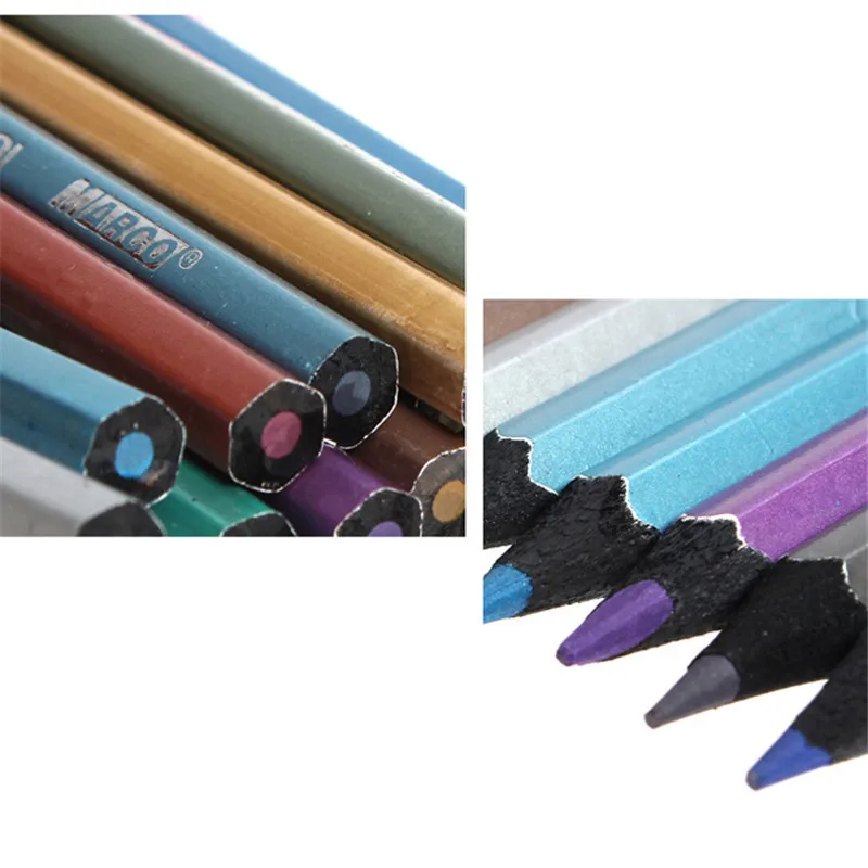 12 pcs Colorful Metallic Non-toxic Drawing Pencils Sketching Finest | Игрушки и хобби