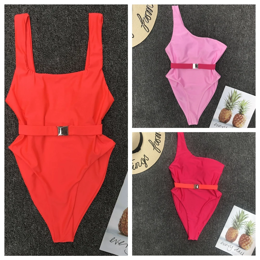 Цельный купальник 2019 года женский с пряжкой бразильский ремешком бикини пуш апом