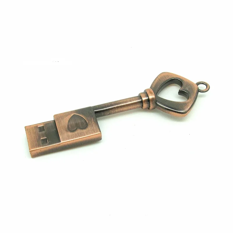 Металлический USB флеш накопитель в форме сердца u диск медный love key 4 ГБ 8 16 32 ручка