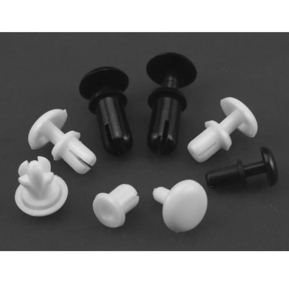 100 шт. черный и белый пластик R тип расширения заклепки гайка пряжка зажим для