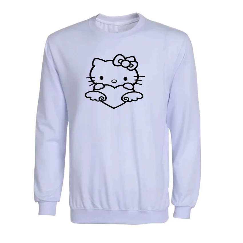 Новые модные толстовки с капюшоном Hello Kitty Женская толстовка круглым вырезом и