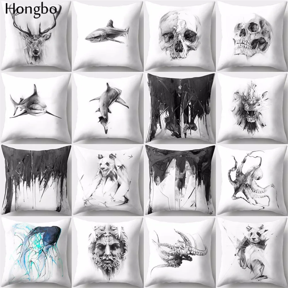 Hongbo 1 шт. олень Акула медведь Осьминог Череп Печать Подушка Чехол Наволочка