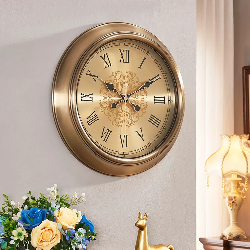 

Металлические европейские часы настенные часы для гостиной дома креативные простые круглые большие ретро настенные часы