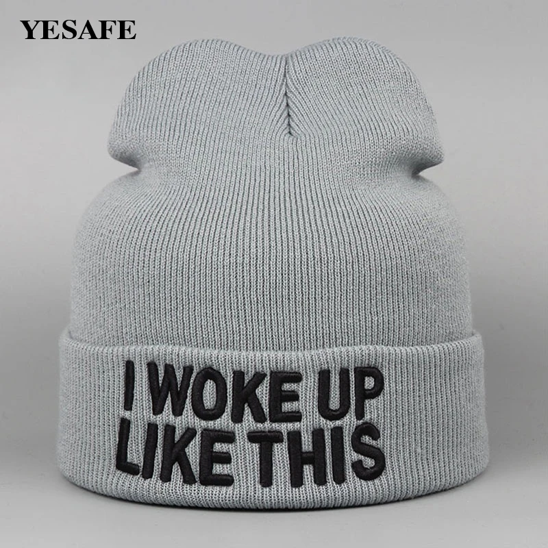 Низ с шапочка надписью i woke up like this унисекс Для женщин шляпа мужчин теплые зимние