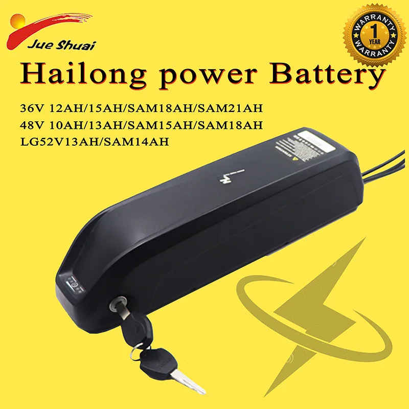 ЕС Tax free 36V 48V 52V 15A 18A 21A BMS Hailong power battery 18650 Cell E-bike 350W 500W 750W 1000W bafang Motor