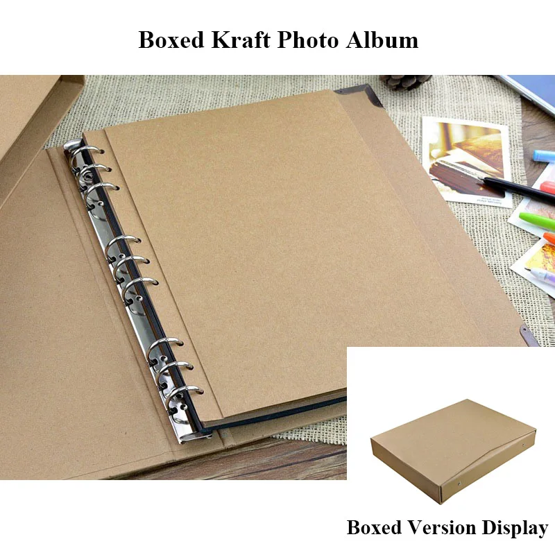 Boxed album-kraft 30 страниц пустой/вкладыш фотоальбом Scarpbook ручной работы/свадьба/DIY/самоклеющиеся/Бумага Фотоальбом Обложка крафт альбом для фотографий - Цвет: Boxed album-kraft