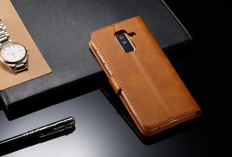 Чехол для телефона для samsung Galaxy A6 Plus чехол роскошный Магнитный Флип винтажный кошелек кожаный чехол для samsung A 6 Plus Etui