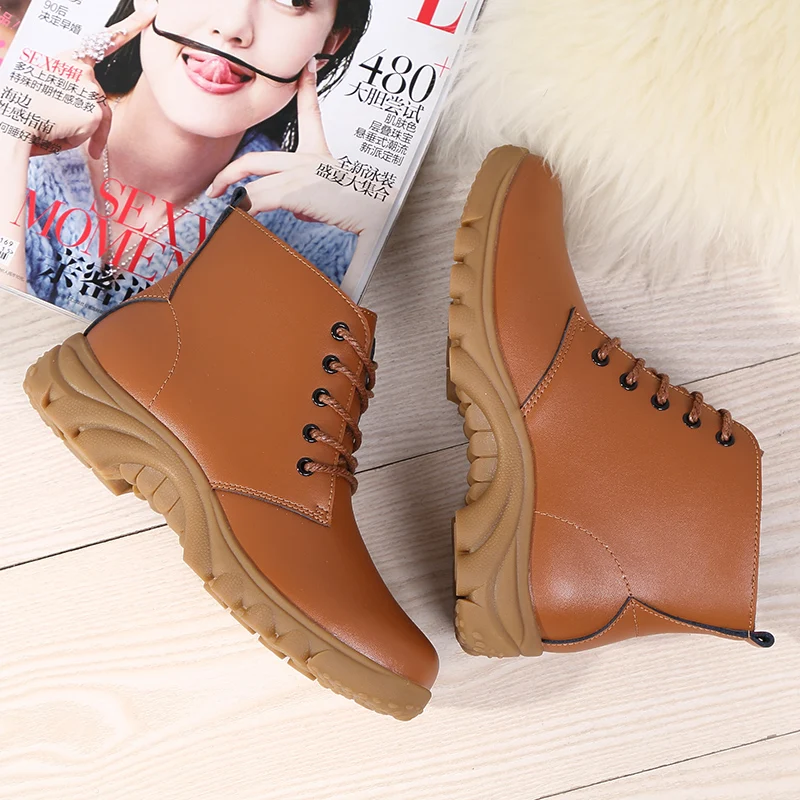 TECTOP Autumn Winter New Plus Velvet Warm Thick Women's Walking Shoes Whort Tube Waterproof Non-slip Casual | Спорт и