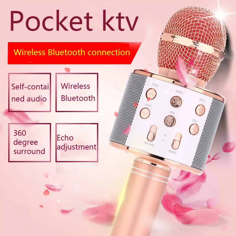 Профессиональный Bluetooth Беспроводной микрофон Динамик ручной караоке