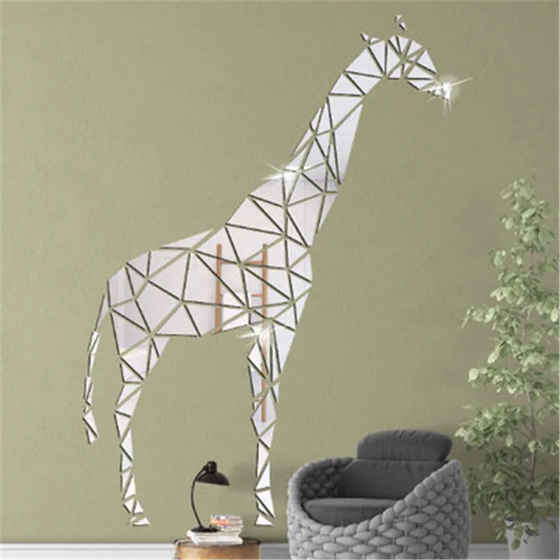 3D жираф акриловые зеркальные настенные наклейки для детской комнаты декор